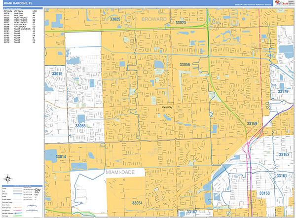 Miami Gardens, FL Wall Map